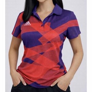 ADIDAS • Red/Purple Badminton Climacool Short-Sleeve Polo Shirt, M